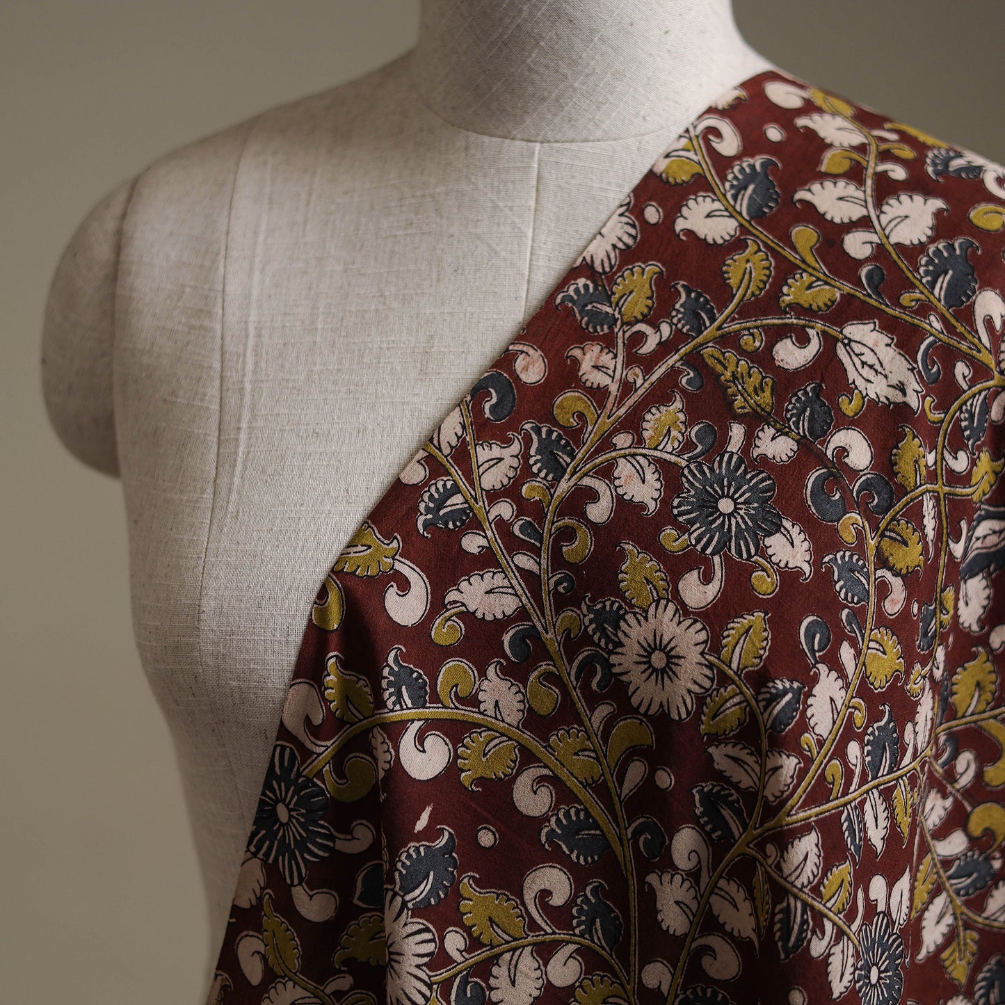 Maroon - Kalamkari Printed Cotton Fabric 07