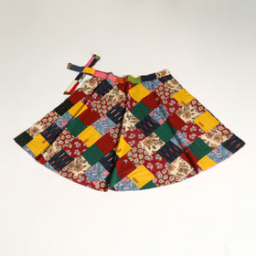 Multicolor Wrap Around Patchwork Cotton Skirt 