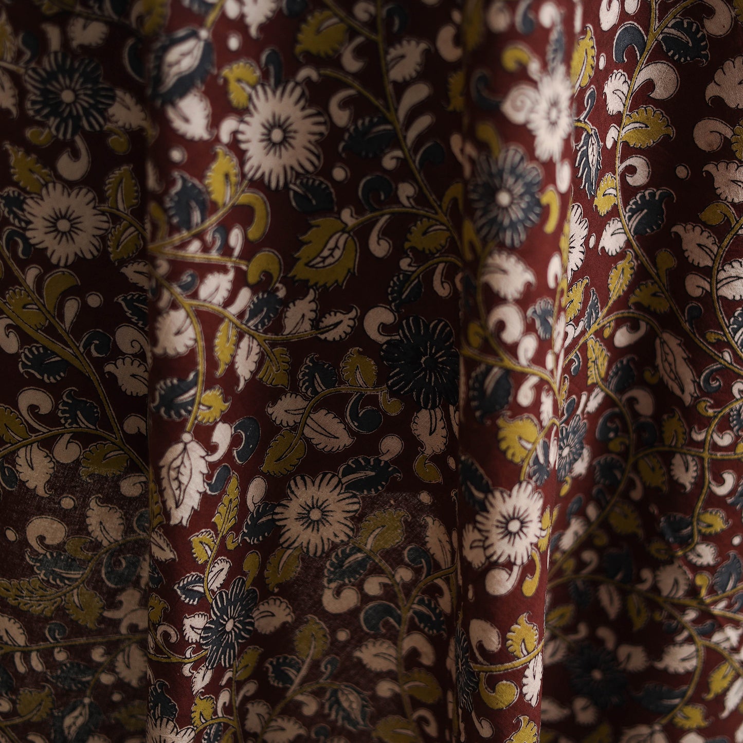 Maroon - Kalamkari Printed Cotton Fabric 07