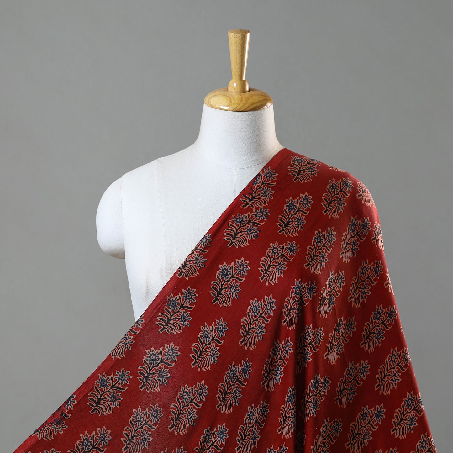 Red - Hand Block Printed Modal Silk Ajrakh Fabric 36