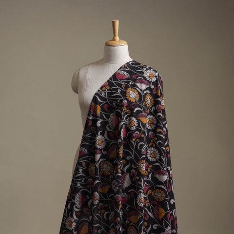 Black - Kalamkari Printed Cotton Fabric 08