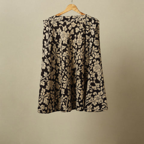 Black - kalamkari cotton wrap around skirt 08 - handcrafted