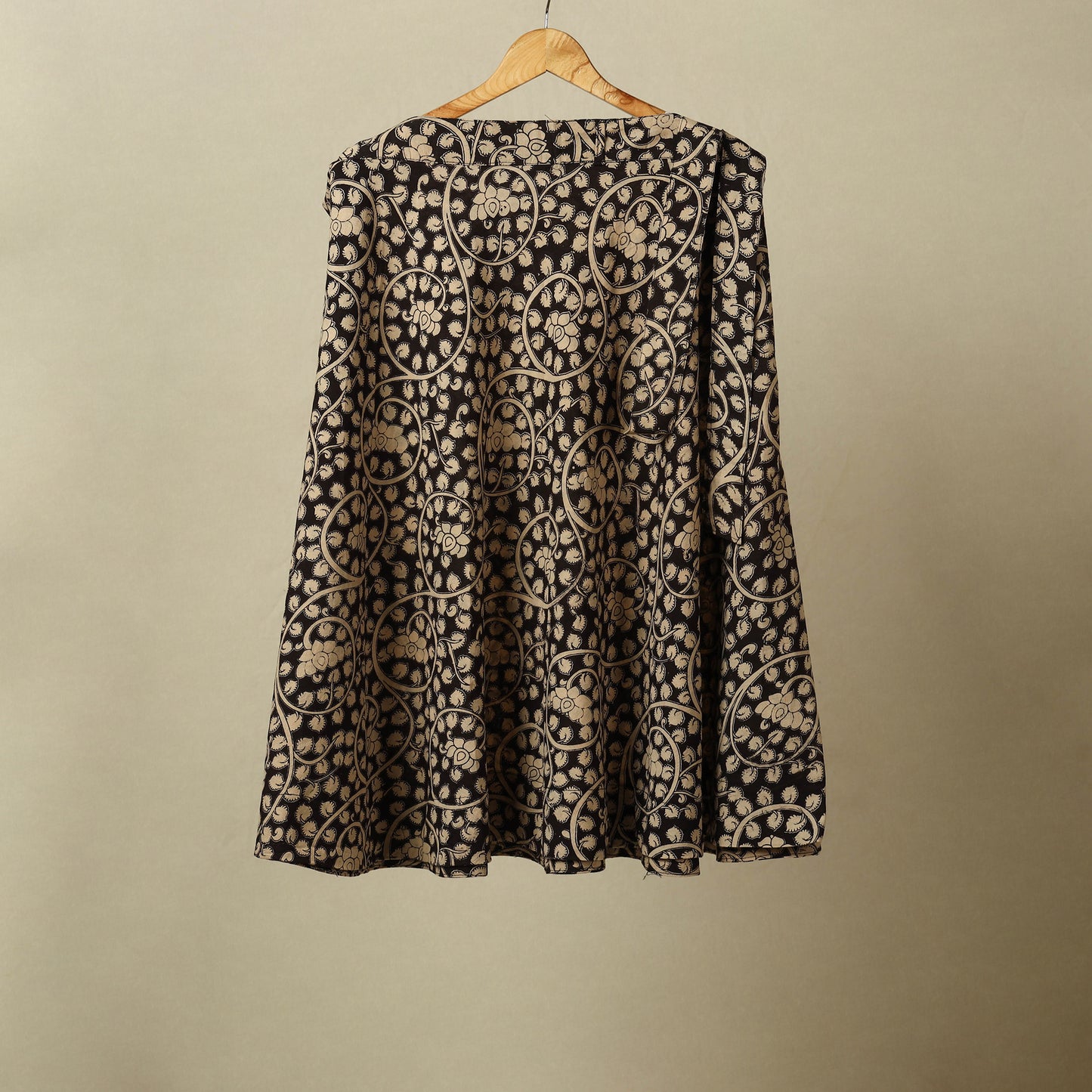 Black - kalamkari cotton wrap around skirt 13 - handcrafted