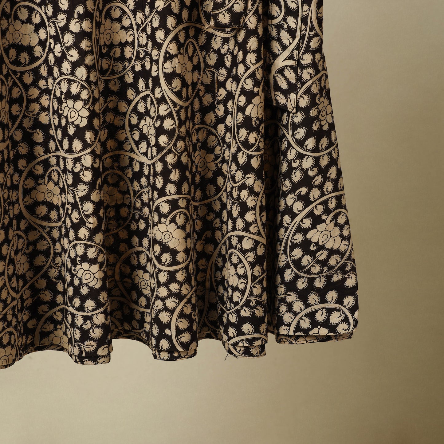 Black - kalamkari cotton wrap around skirt 13 - handcrafted