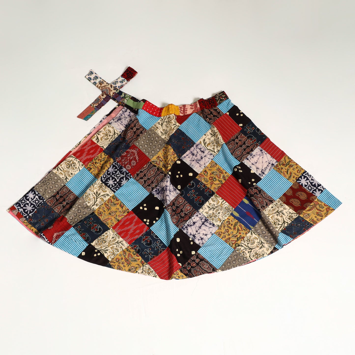 Multicolor - wrap around patchwork cotton skirt 28