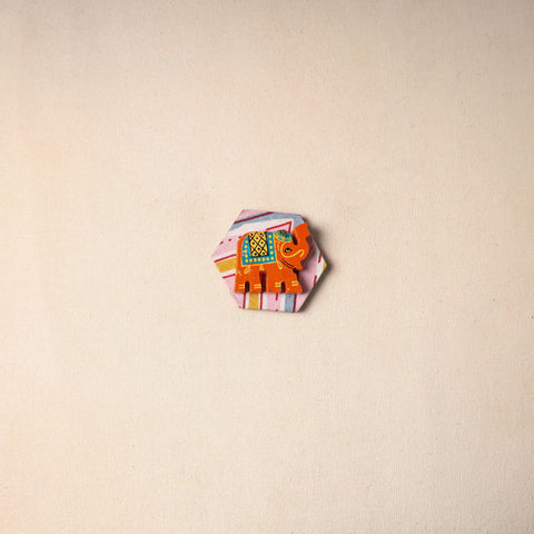 Multicolor - Handmade Fabart Wooden Magnet 57