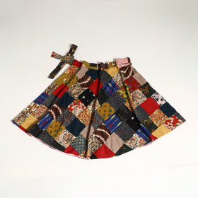 Multicolor Wrap Around Patchwork Cotton Skirt 