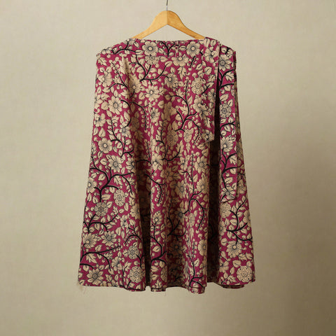 Pink - kalamkari cotton wrap around skirt 16 - handcrafted