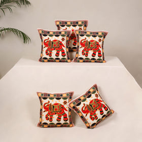 Orange - kutch aari hand embroidery cushion cover (set