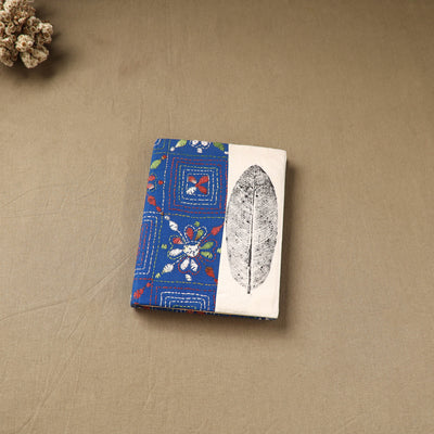 Blue - Handmade Paper Notebook with Eco Leaf Print Kantha Work 22