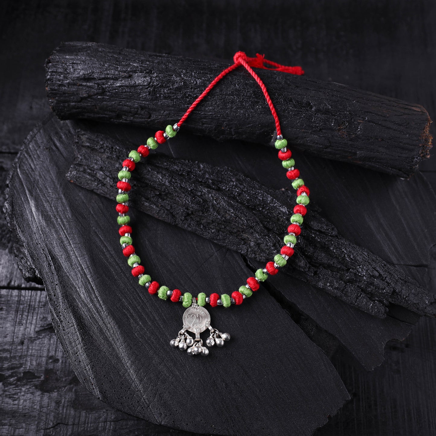 Lambani Threadwork Coin Pendant Necklace 16