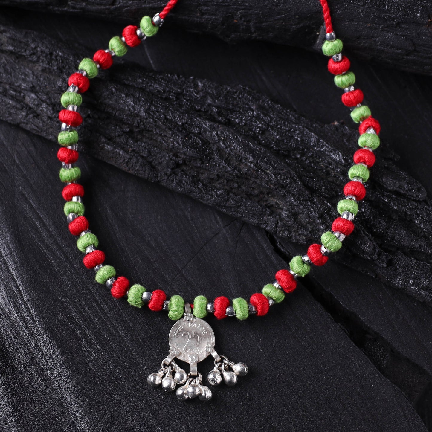 Lambani Threadwork Coin Pendant Necklace 16