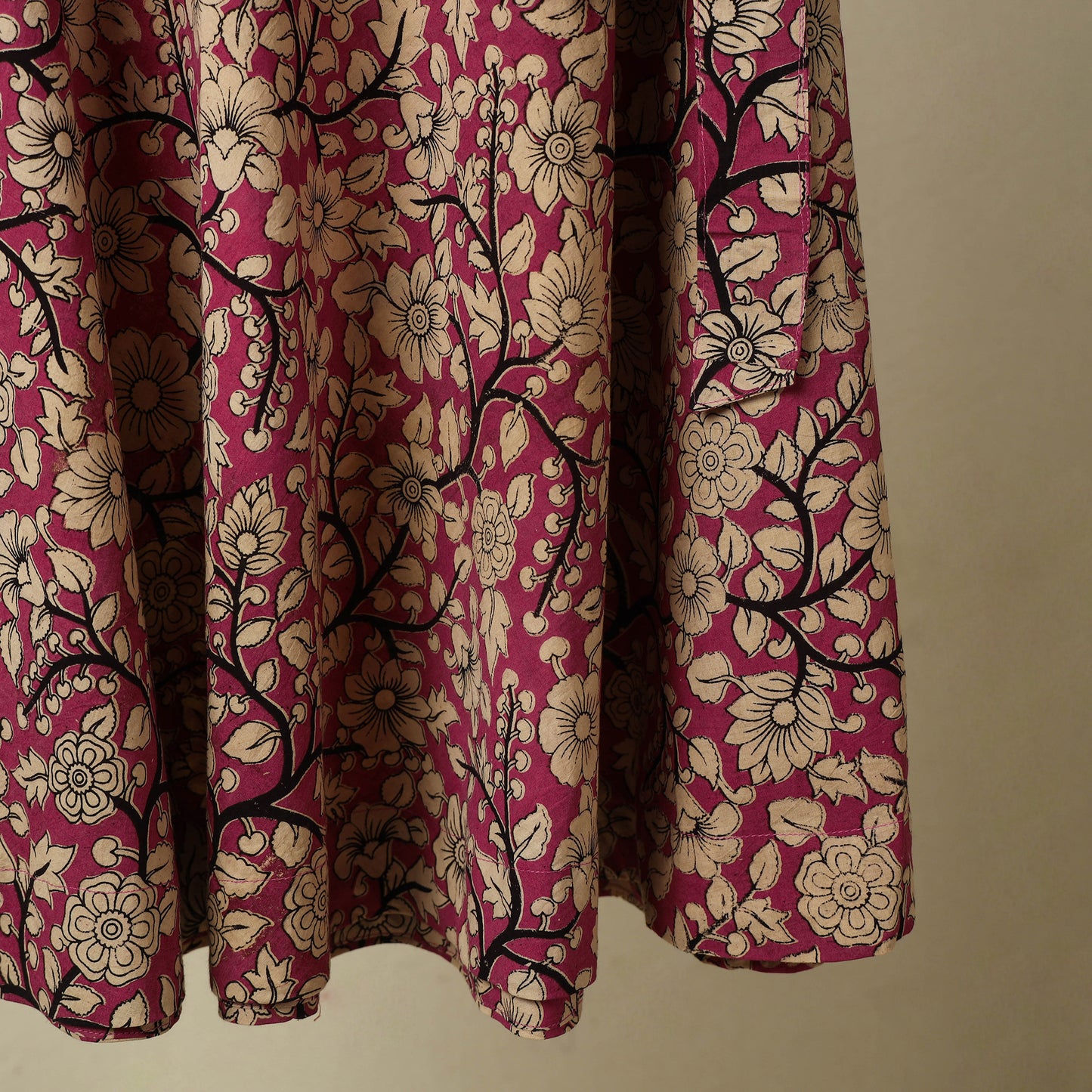 Pink - kalamkari cotton wrap around skirt 16 - handcrafted