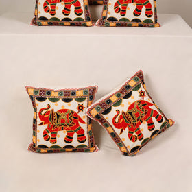 Orange - kutch aari hand embroidery cushion cover (set