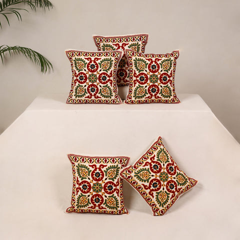 Maroon - kutch aari hand embroidery cushion cover (set