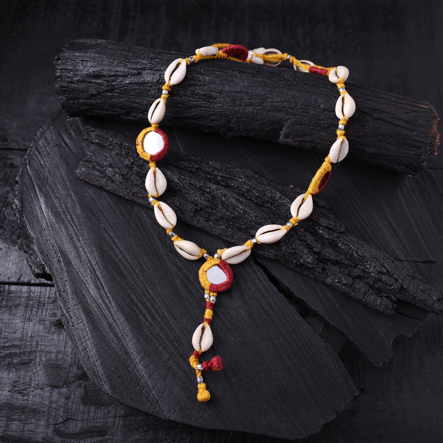 Lambani Thread, Mirror & Seashell Work Necklace 23