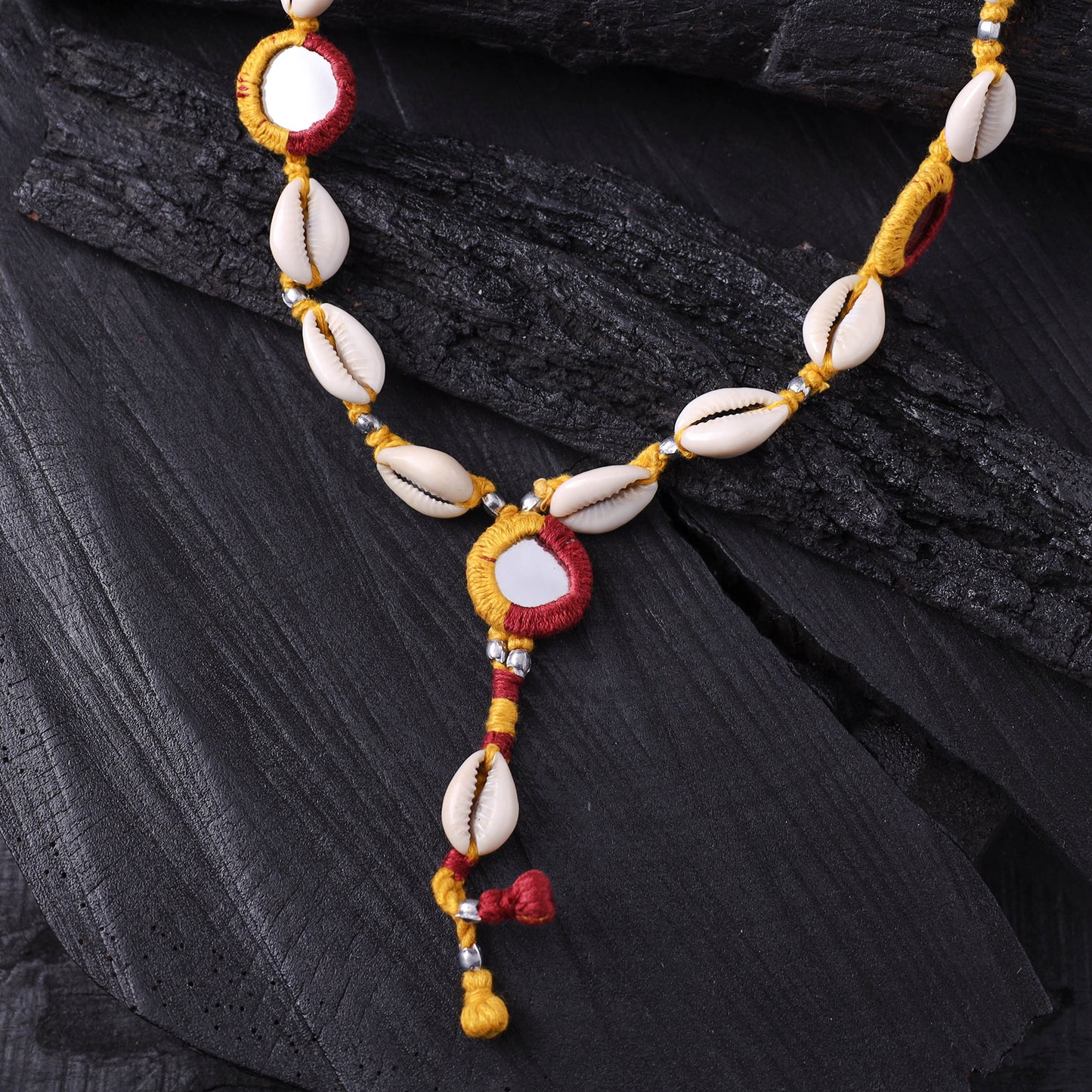 Lambani Thread, Mirror & Seashell Work Necklace 23