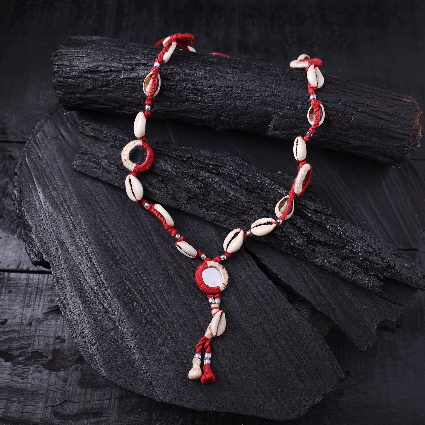 Lambani Thread, Mirror & Seashell Work Necklace 24