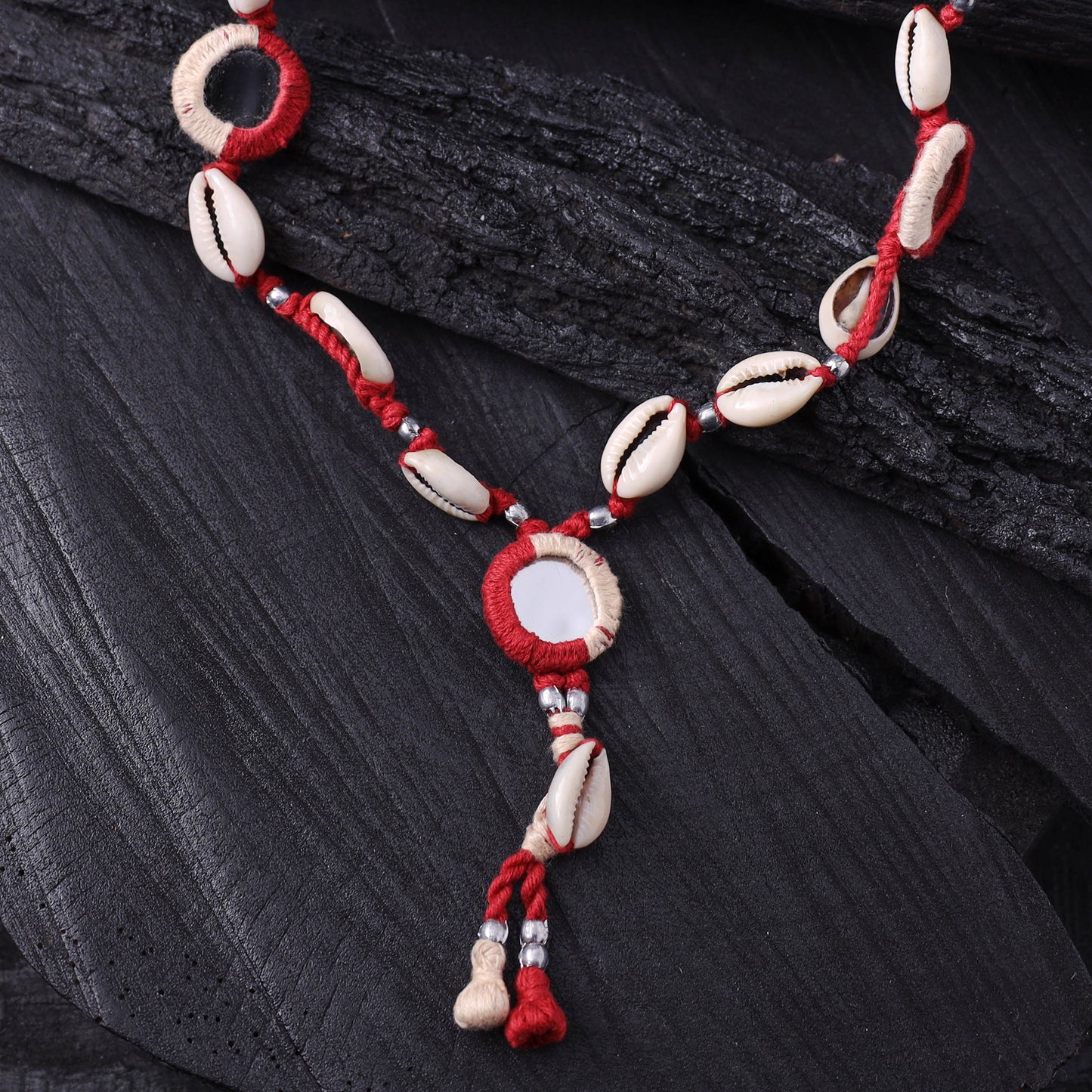 Lambani Thread, Mirror & Seashell Work Necklace 24