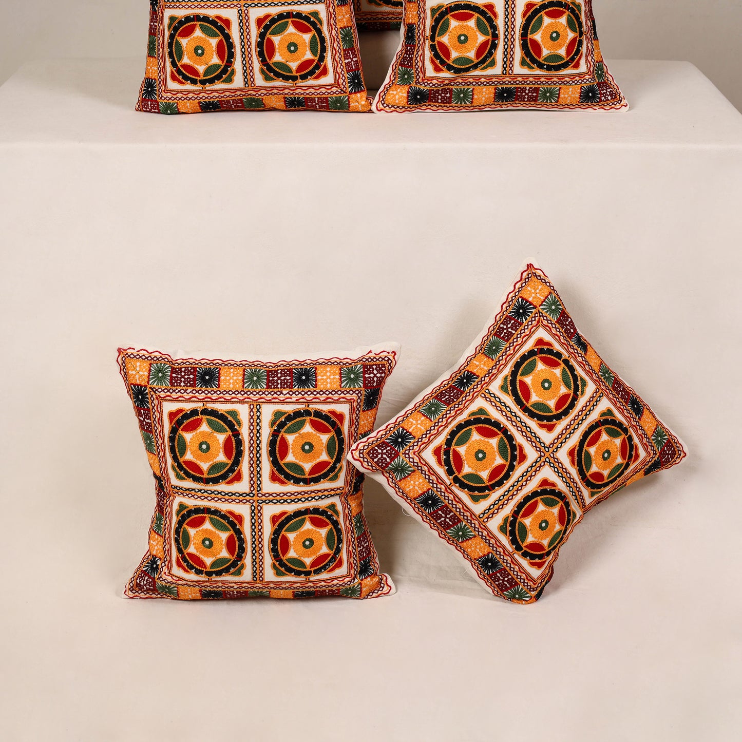 Multicolor - kutch aari hand embroidery cushion cover (set