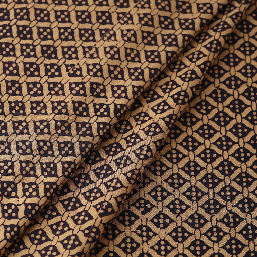 Black - Hand Block Cotton Bagh Print Fabric 02