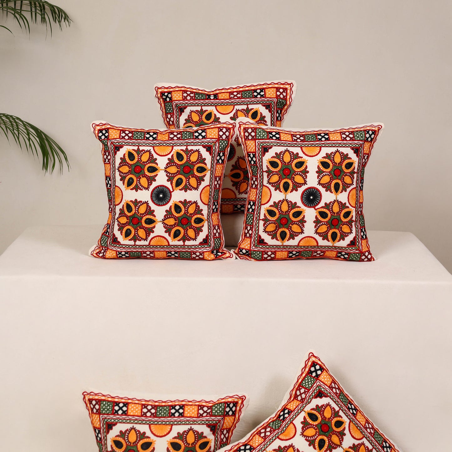 Multicolor - kutch aari hand embroidery cushion cover (set