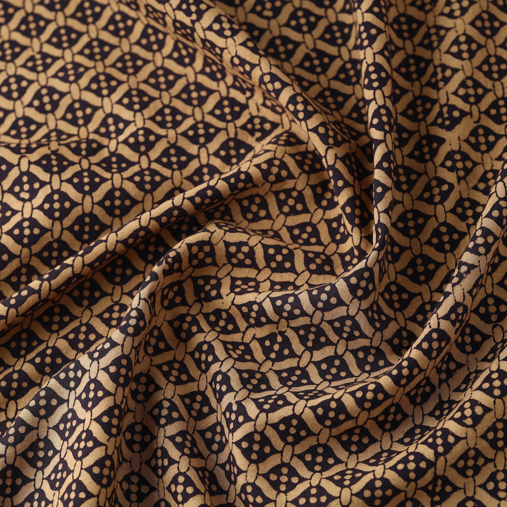 Black - Hand Block Cotton Bagh Print Fabric 02