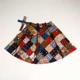 Multicolor Wrap Around Patchwork Cotton Skirt 