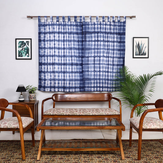 Blue - Tie & Dye Cotton Shibori Curtain for Window (Set of 2) 22