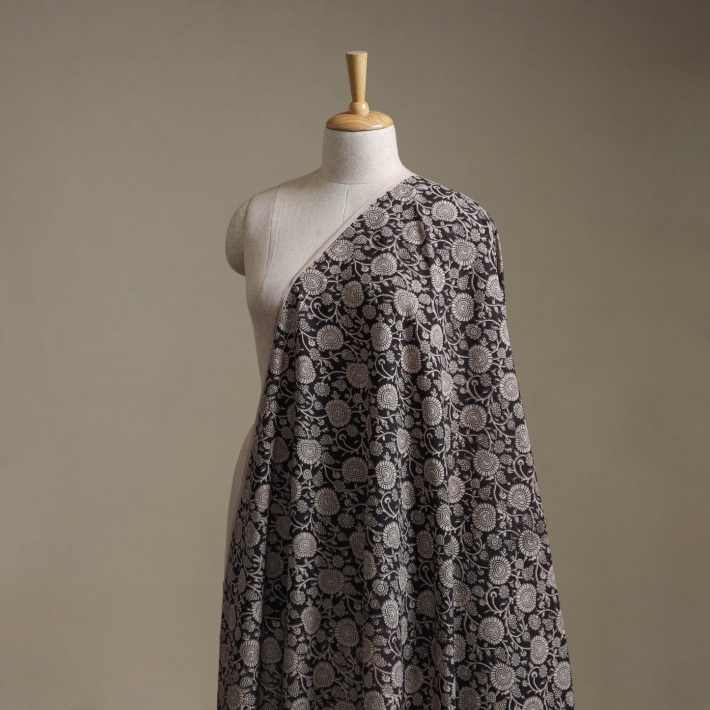 Black - Kalamkari Printed Cotton Fabric 28