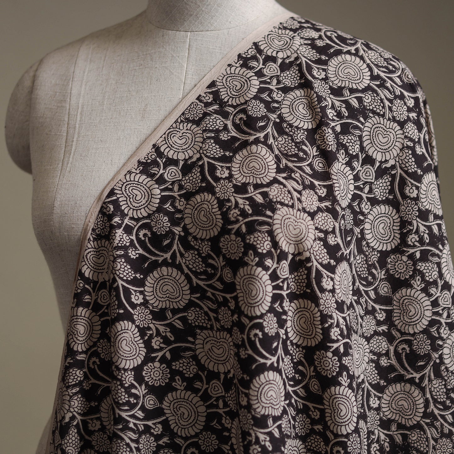 Black - Kalamkari Printed Cotton Fabric 28