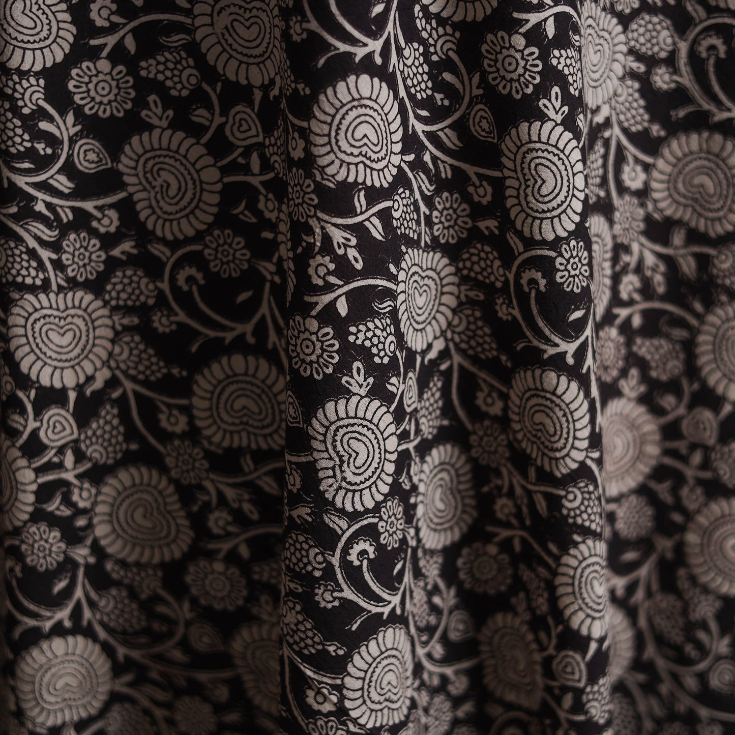 Black - Kalamkari Printed Cotton Fabric 28