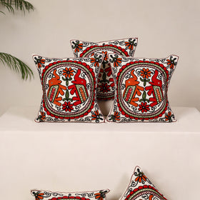 Red - kutch aari hand embroidery cushion cover (set of 5)