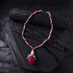 Lambani Threadwork Oxidised White Metal Necklace 33
