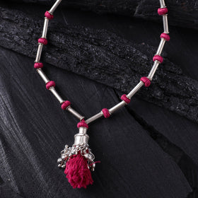 Lambani Threadwork Oxidised White Metal Necklace 33