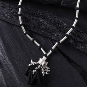 Lambani Threadwork Oxidised White Metal Necklace 32