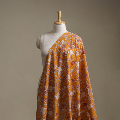 Yellow - Kalamkari Printed Cotton Fabric 30