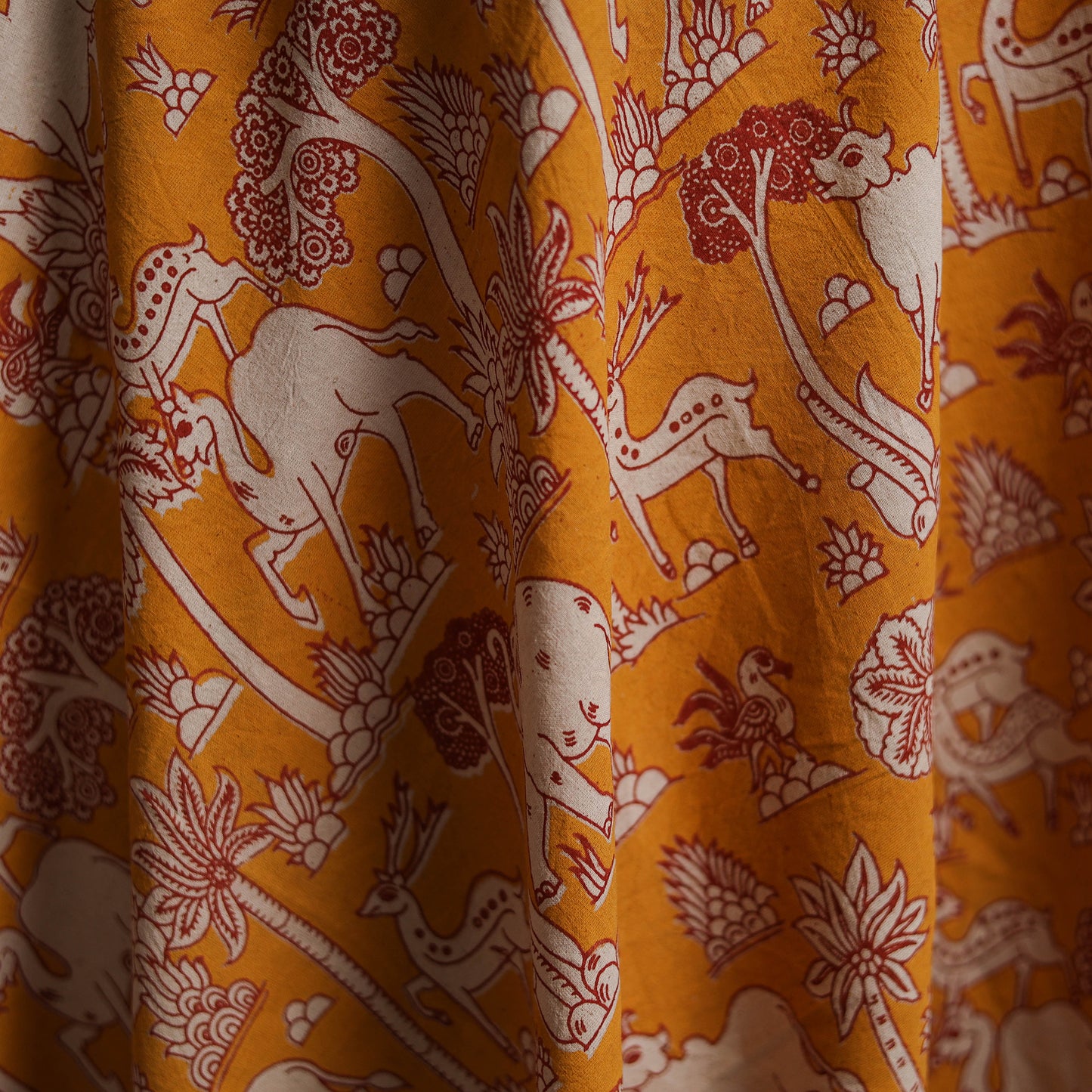 Yellow - Kalamkari Printed Cotton Fabric 30