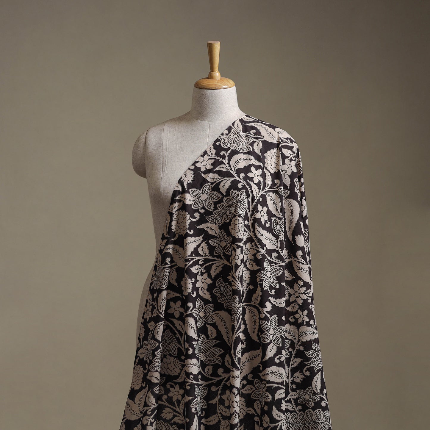 Black - Kalamkari Printed Cotton Fabric 31