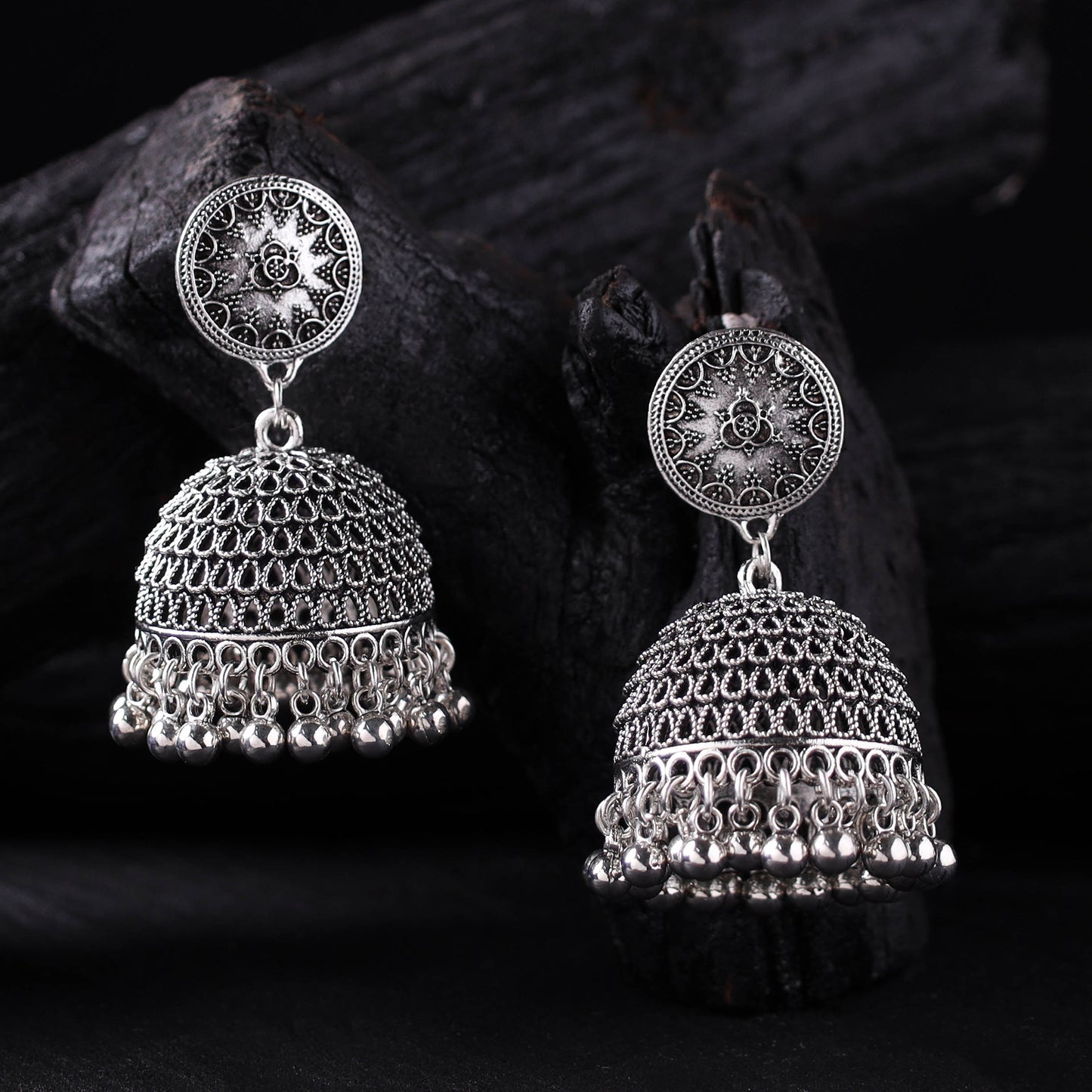 Shreya German Silver Jhumka Earrings 03