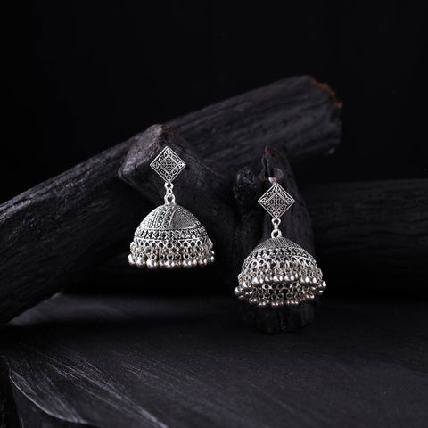 Ishani German Silver Jhumka Earrings 02