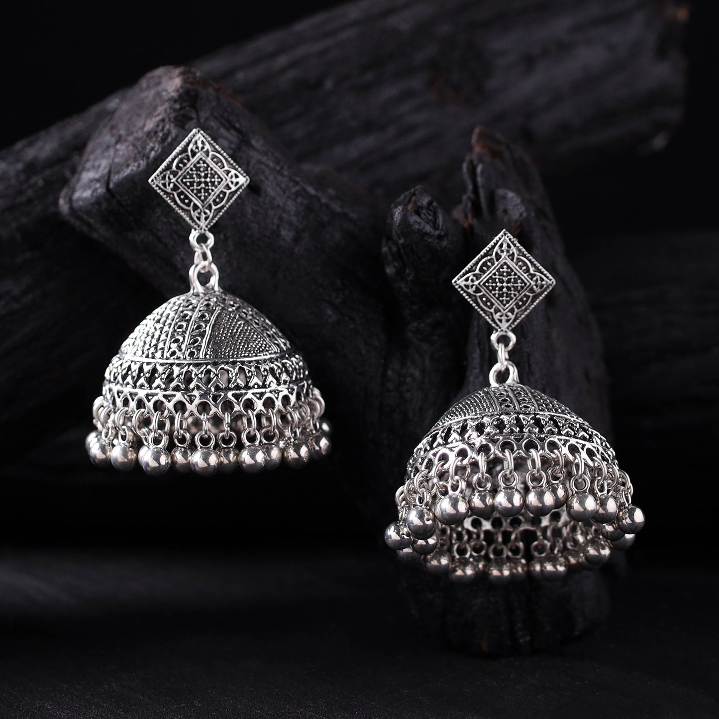 Ishani German Silver Jhumka Earrings 02