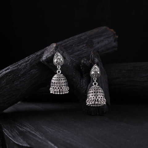 Grey - Aarohi German Silver Jhumka Earrings 01