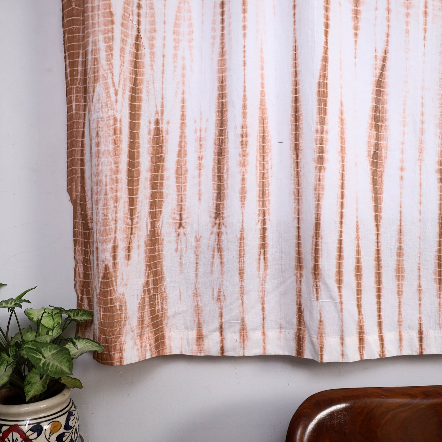 Brown - Tie & Dye Cotton Shibori Curtain for Window (Set of 2) 26