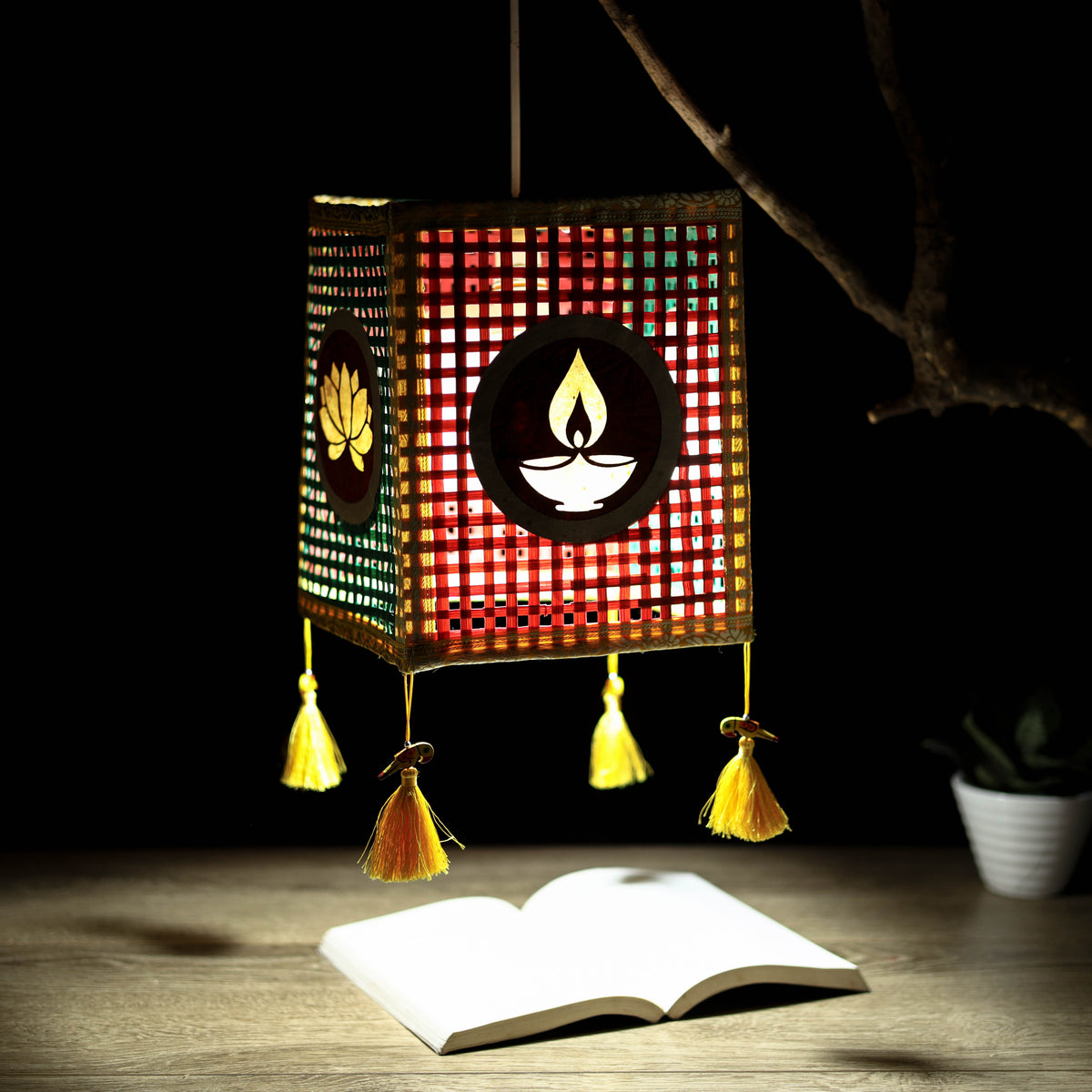 Greenkraft Diya Handcrafted Bamboo Lantern for Home Decor 09