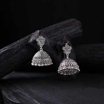 Rajeshwari German Silver Jhumka Earrings 05