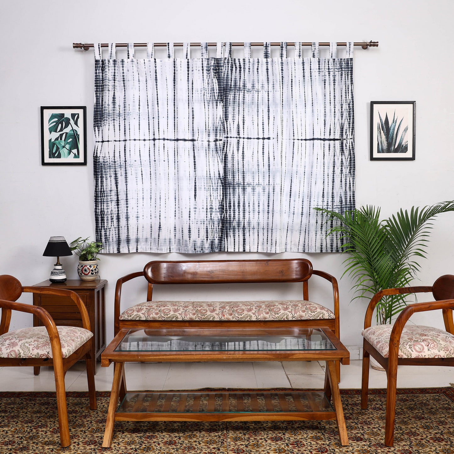 Black - Tie & Dye Cotton Shibori Curtain for Window (Set of 2) 28