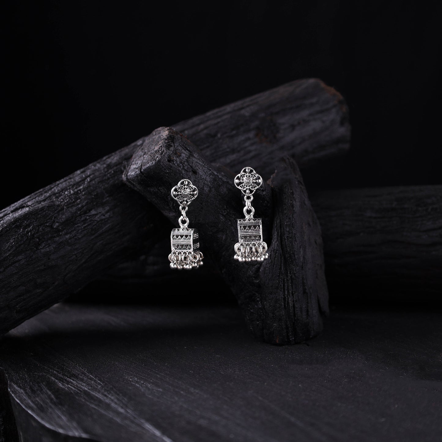 Vasudha German Silver Jhumka Earrings 06