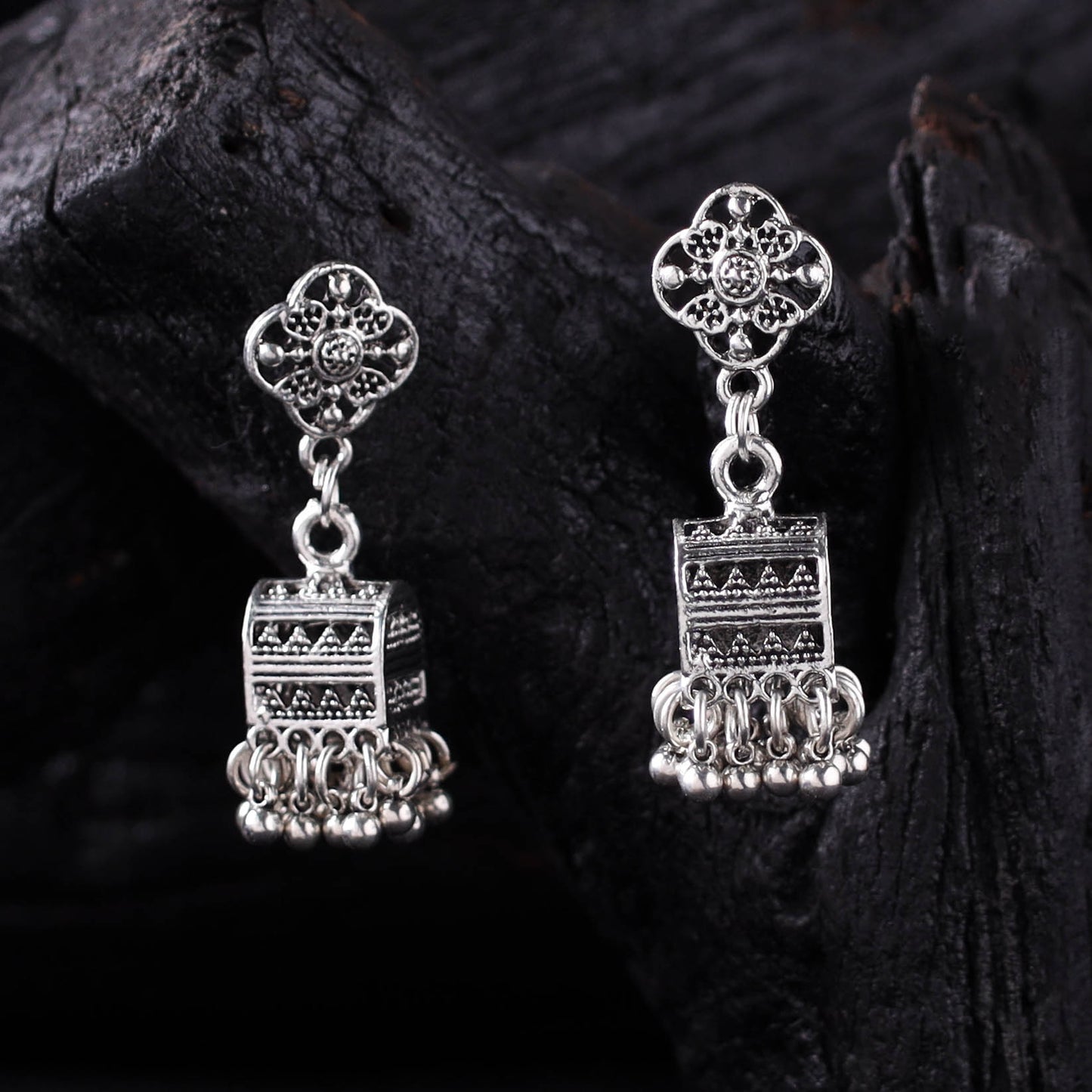 Vasudha German Silver Jhumka Earrings 06