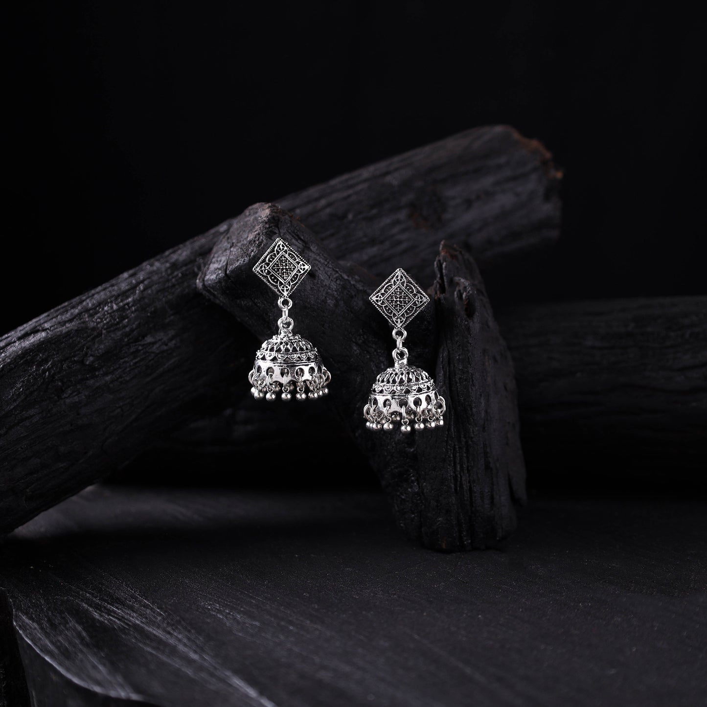 Amrita German Silver Jhumka Earrings 07
